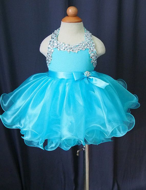 Blue Tulle Bead Flower Girl Dress Kids Party Clothing