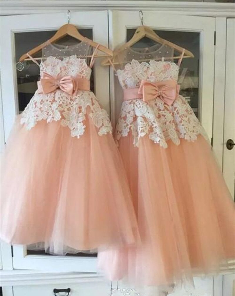 Pink Flower Girl Dresses For Wedding Party First Girl Pageant Communion Dresses Vestidos Primera Comunion Para Ninas