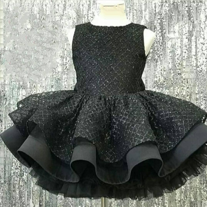 girls black sequin dress KIDPIK Girls Short Sleeve Sequins Knit Shift Dress, Size: XS (5/6) main image 1