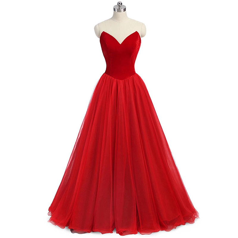 Elegant Velvet Tulle Long Prom Dress, Evening Dress