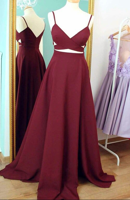 Burgundy High waist A line Maxi Skirt on Luulla