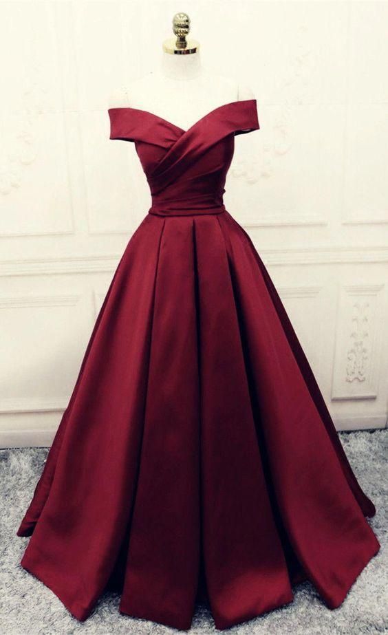 Burgundy Prom Dresses, Ball Gowns Prom Dress, Satin Evening Gowns