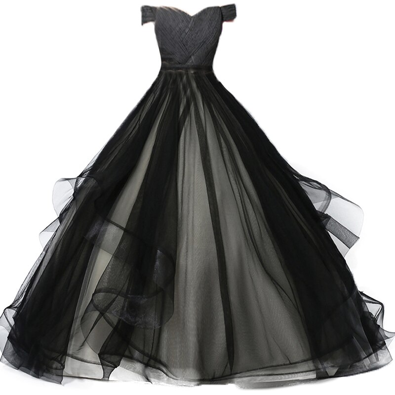 A Line Off Shoulder Robe De Mariee Black Wedding Dress Lace Up Bridal Gown Vestidos De Novia Boho Formal Dress Custom Size