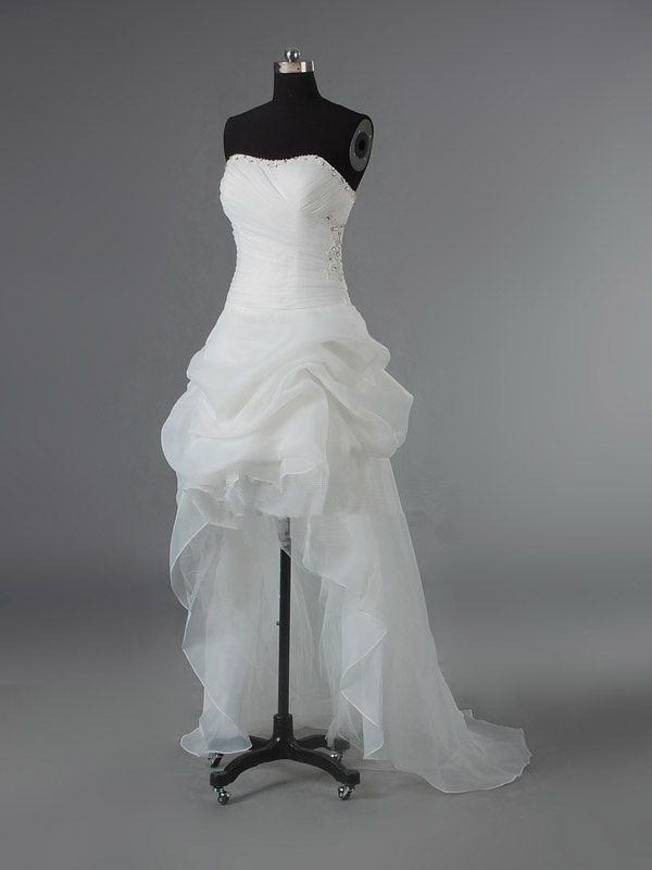 Strapless Asymmetrical Layered Ruffle Wedding Gown on Luulla