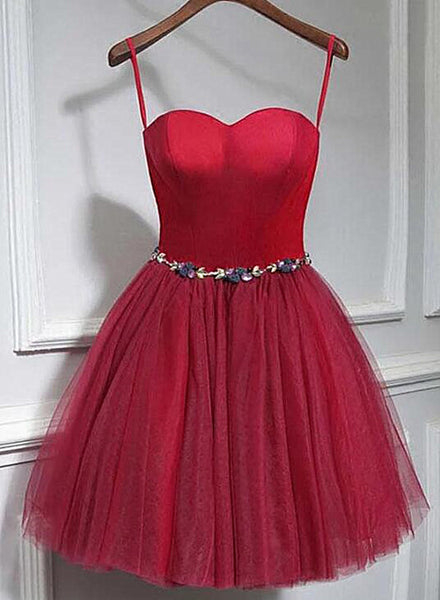 Cute Red Tulle Sweetheart Homecoming Prom Dress, Red Party Dress F005