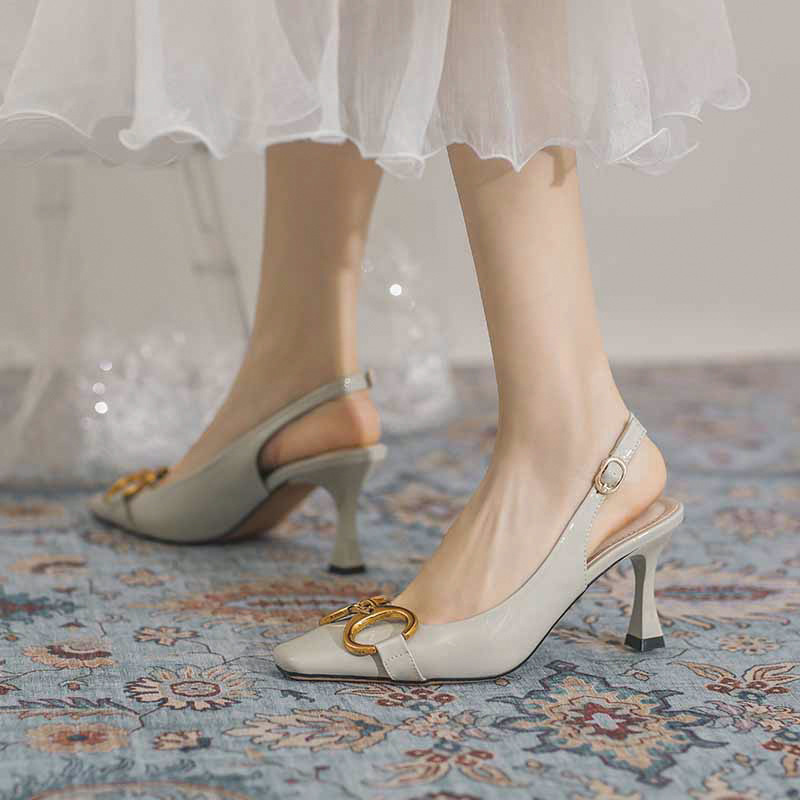 Women High Heel Summer Sandals Pointed Toe Pumps Work Shoes (heel 7.5cm) S044