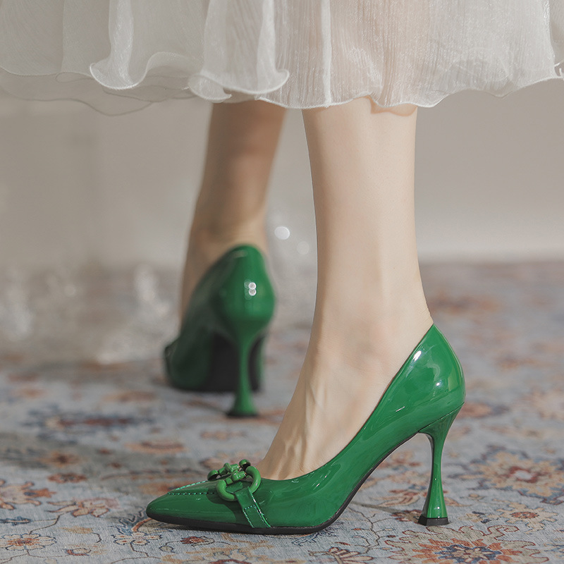 Women High Heel Summer Sandals Slip On Pointed Toe Pumps Work Shoes (heel 9cm) S044