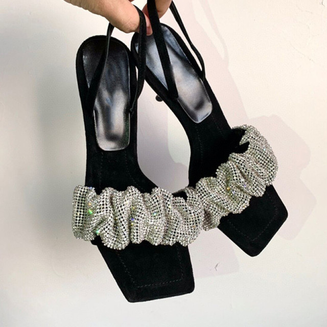 Star Style Luxury Rhinestones Women Sandals Elegant Stiletto High Heels Slingback Gladiator Sandals Summer Party Prom Shoes (heel 5.5cm) H032