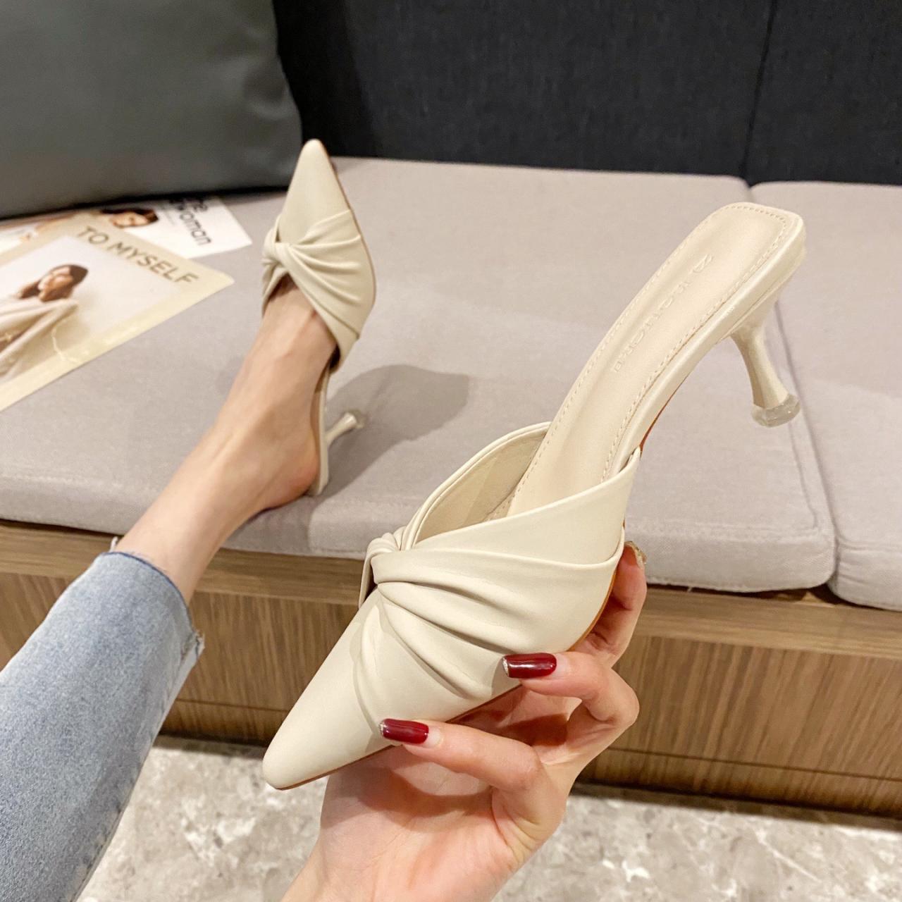 Slippers Women's Fashion Outer Wear Summer High-end Sense Pointed Stiletto High-heeled Sandals And Slippers (heel 6cm)h115
