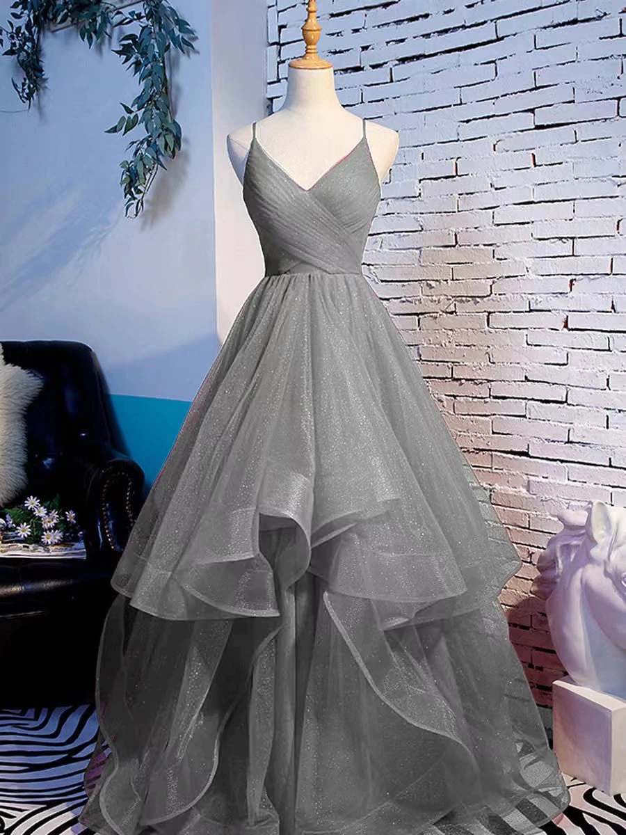 Beautiful Tulle Layers Straps Long Party Dress Formal Dress, Aline