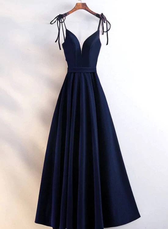 Beautiful Velvet Straps Long V-neckline Long Party Dress, Velvet Bridesmaid Dresses M063