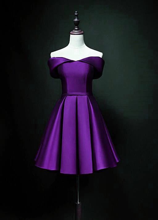 Off Shoulder Sequins Purple Short Prom Dresses, Off the Shoulder Purple Homecoming Dresses, Short Purple Formal Evening Dresses