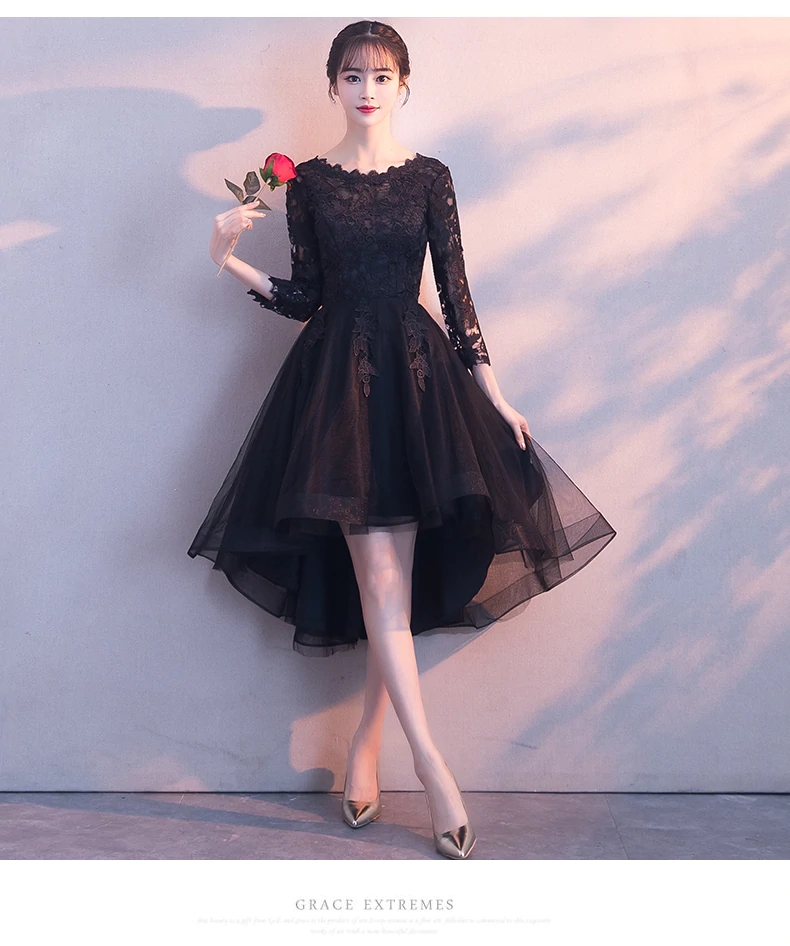 high low black dress formal Black A-Line Tulle High Low Prom Dress, Black Homecoming Dresses US 6 / Black main image 1