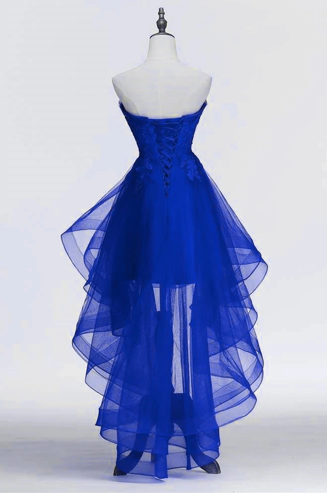 Royal Blue Lace High-low Cocktail Dress