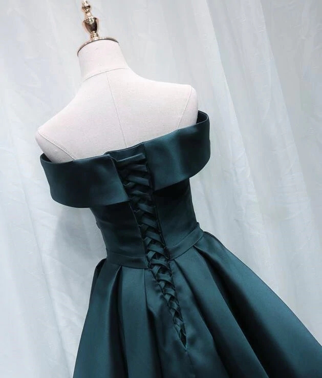 Charming Dark Hunter Green Satin Bridesmaid Dress, Short