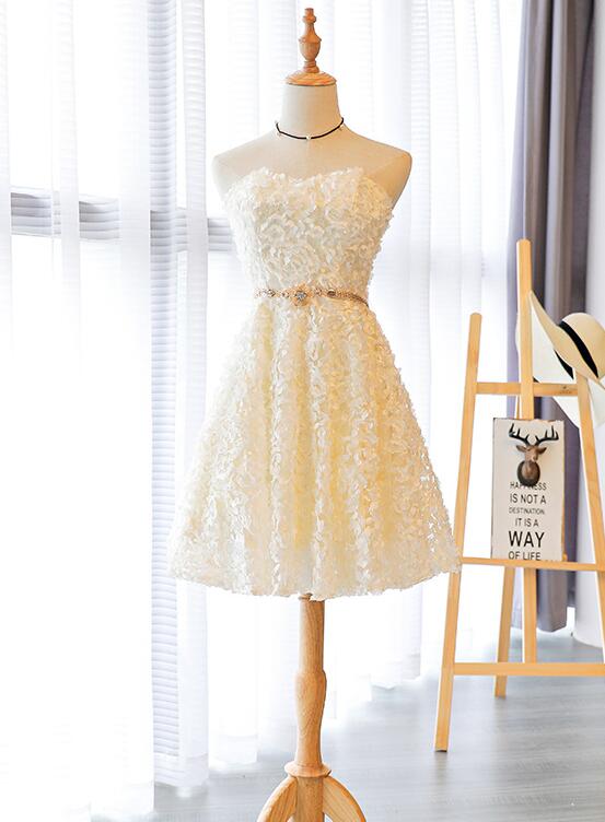 Lace A-line White Cocktail Party Dress