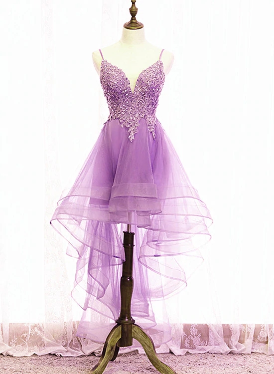 fitted lace wedding dress Purple High Low Evening Dresses.charming Formal Evening Gowns fg2588 –  formalgowns main image 1