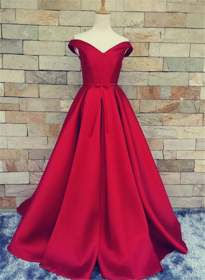 Hand Made Satin Off The Shoulder Long Party Dress Evening Junior Prom Dress F73
