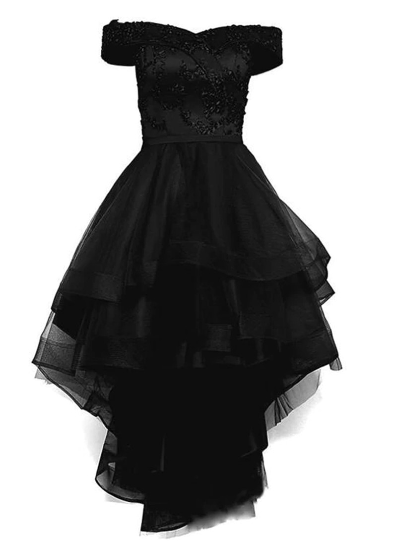 Lovely Simple Black High Low Dress Hilo Evening Party