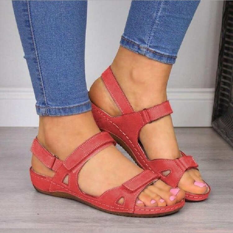Women Summer Open Toe Comfy Sandals Super Soft Premium Orthopedic Low Heels Walking Sandals Toe Corrector Cusion