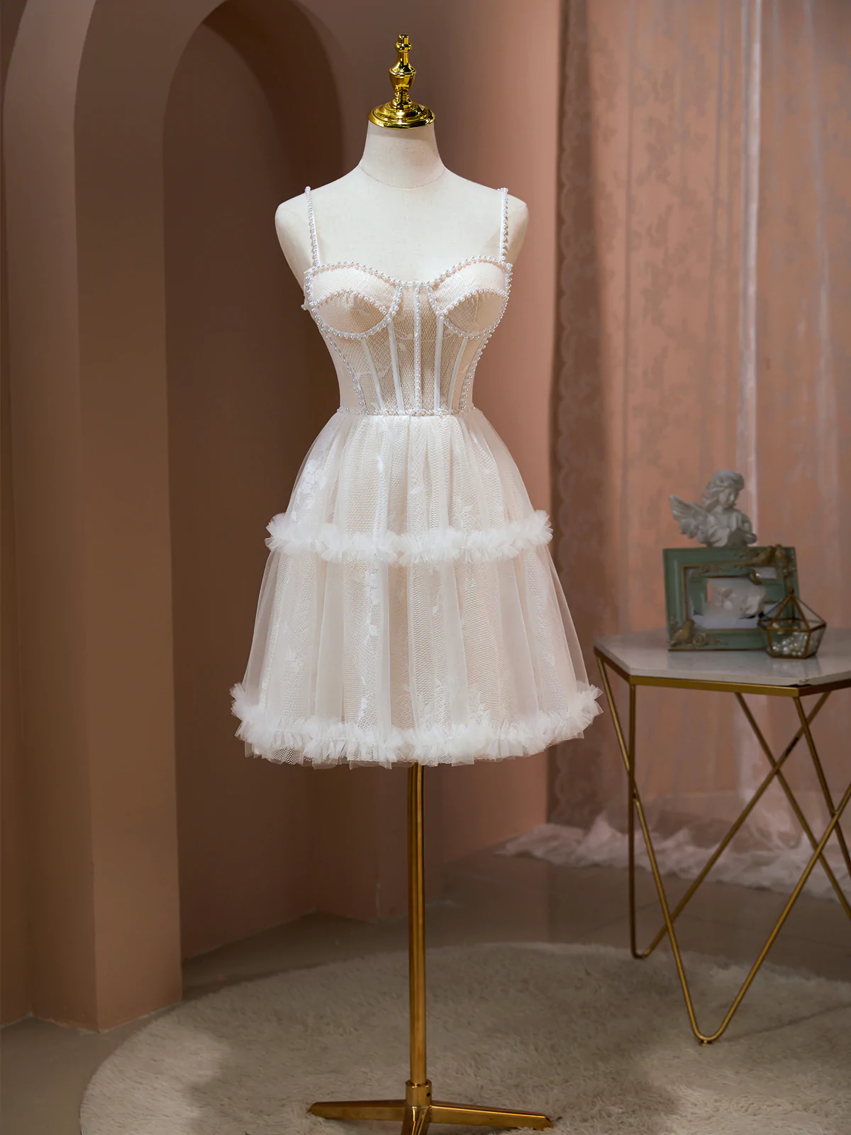 white christmas dresses Satin Corset Wedding dress Vintage Retro Laced Style High Leg Slit Cute  Wedding Retro Corset Gown Vintage Bridal Dress CD7484W main image 1