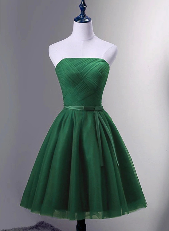 Green Simple Tulle Short Homecoming Dress, Custom Green Short Prom Dress, Hand Made Graduation Dress Ss51