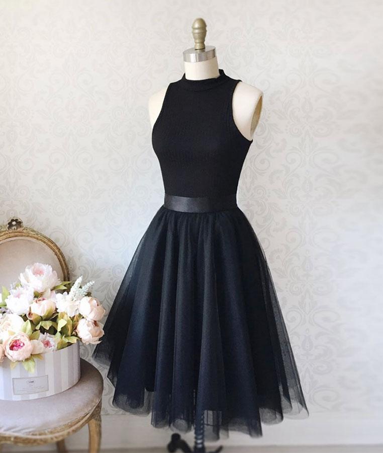 Black Tulle Simple Short Prom Dress Homecoming Dress Ss133
