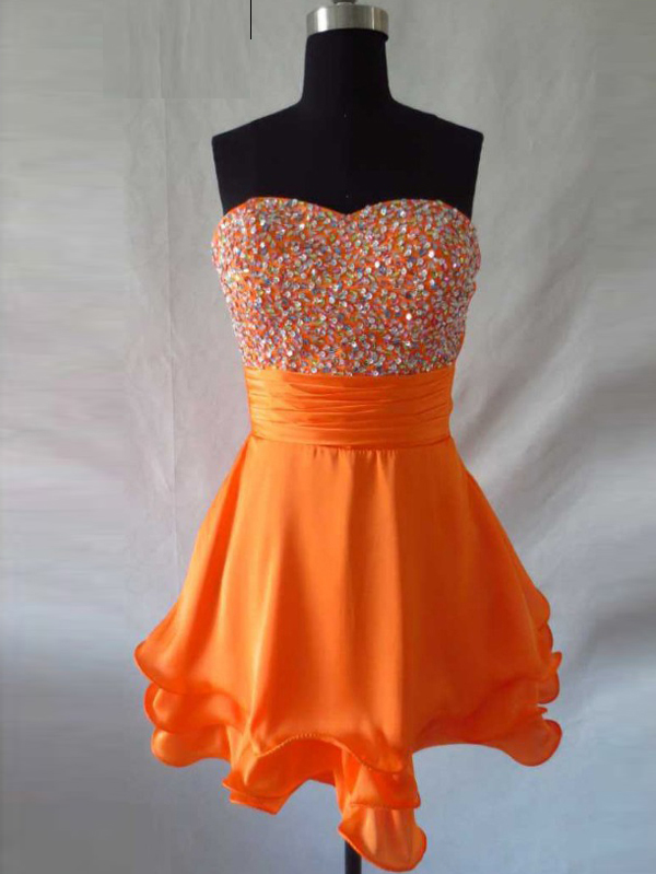 sparkly orange homecoming dress Sparkly Orange Sequins Mermaid Long Prom Dress, Orange / 10 main image 0