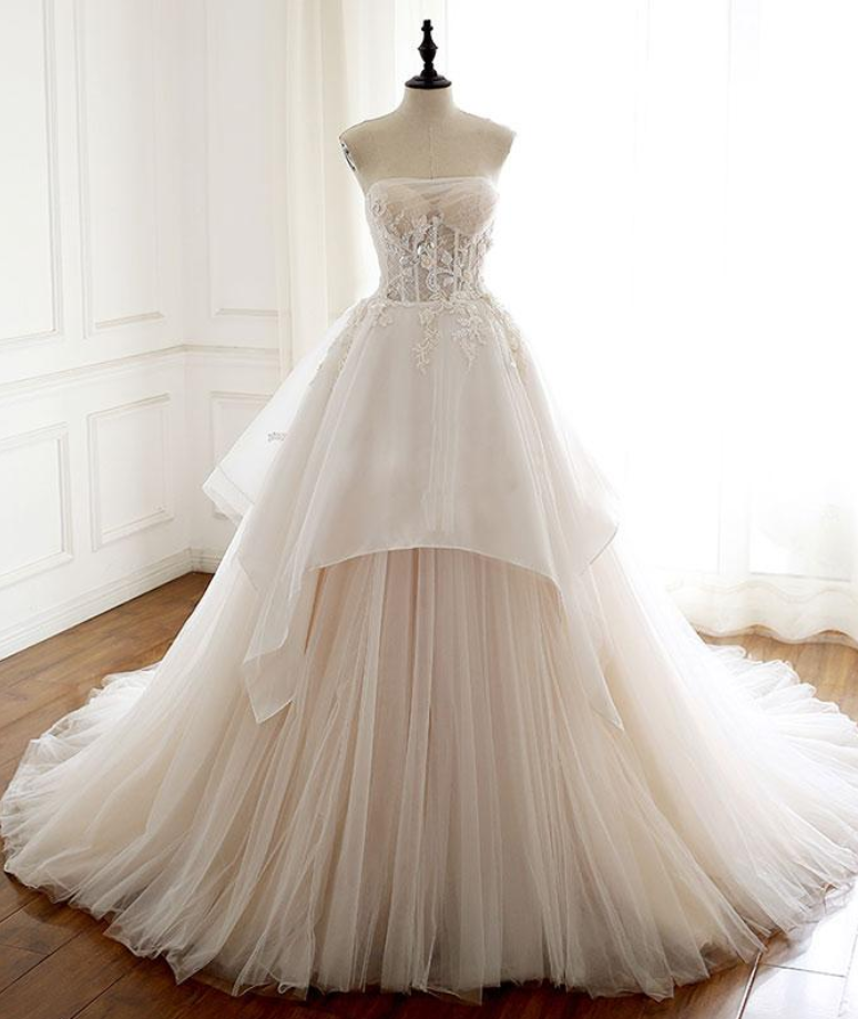 Hand Made Tulle Lace Long Prom Dress Tulle Lace Wedding Party Dress Ss228
