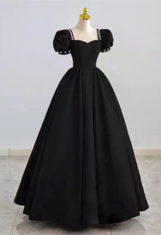 Black Evening Dress Hand Made Custom Tutu Long Dress Ss272