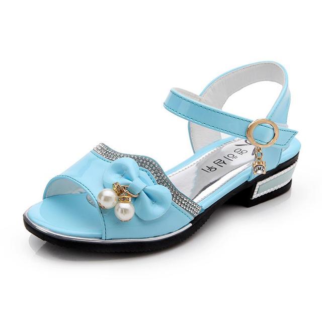 Girl's Princess Sandals Children Shoes Fashion Flowers Beads Bow Sandals Summer Soft Kid Casual Flat Shoe Lm10