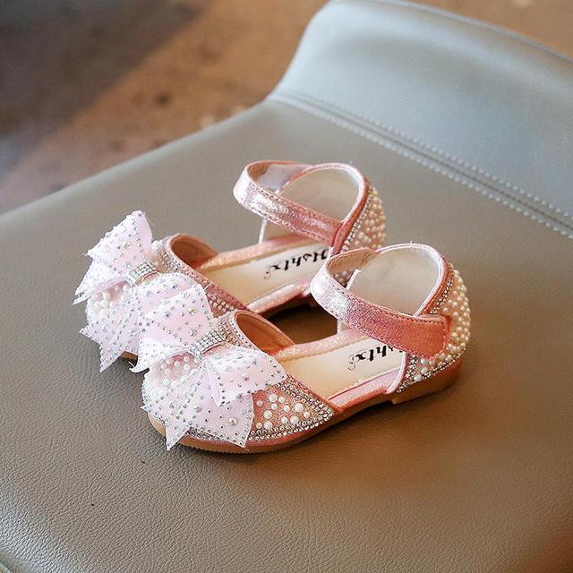Little Girls Princess Party Sandals Summer Kids Sequins Bow Sandals Toddler Baby Soft Bottom Wedding Shoes Lm48