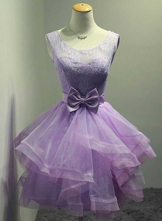 Purple Organza And Lace Purple Layers Short Homecoming Dress Evening Party Dresses Ss453
