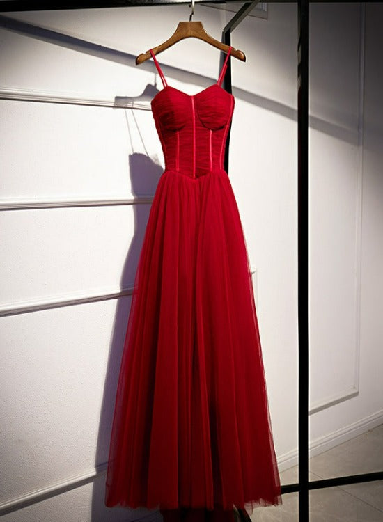 Tulle Straps Long Sweetheart Prom Party Dresses Formal Dresses A-line Evening Dresses Ss485