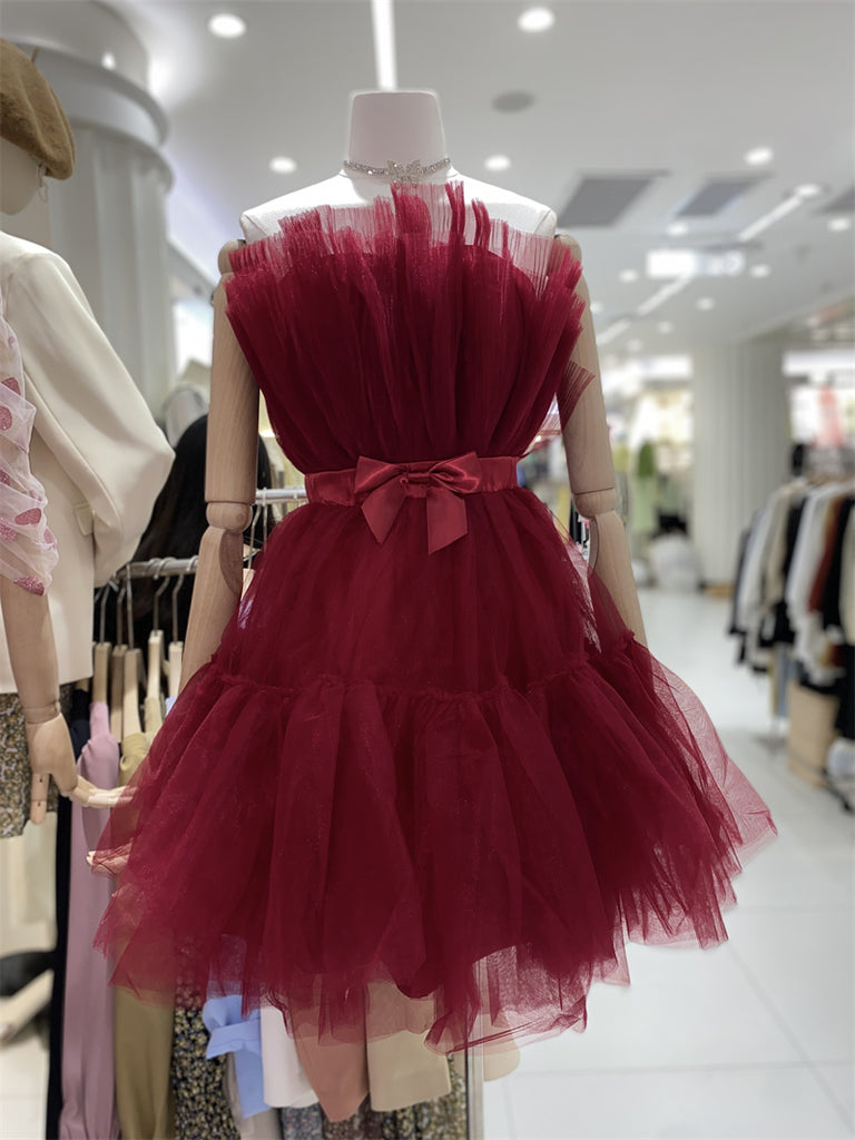  Custom Tulle Party Dress With Bow Lovely Formal Evening Dresses Homecoming Dress SS495