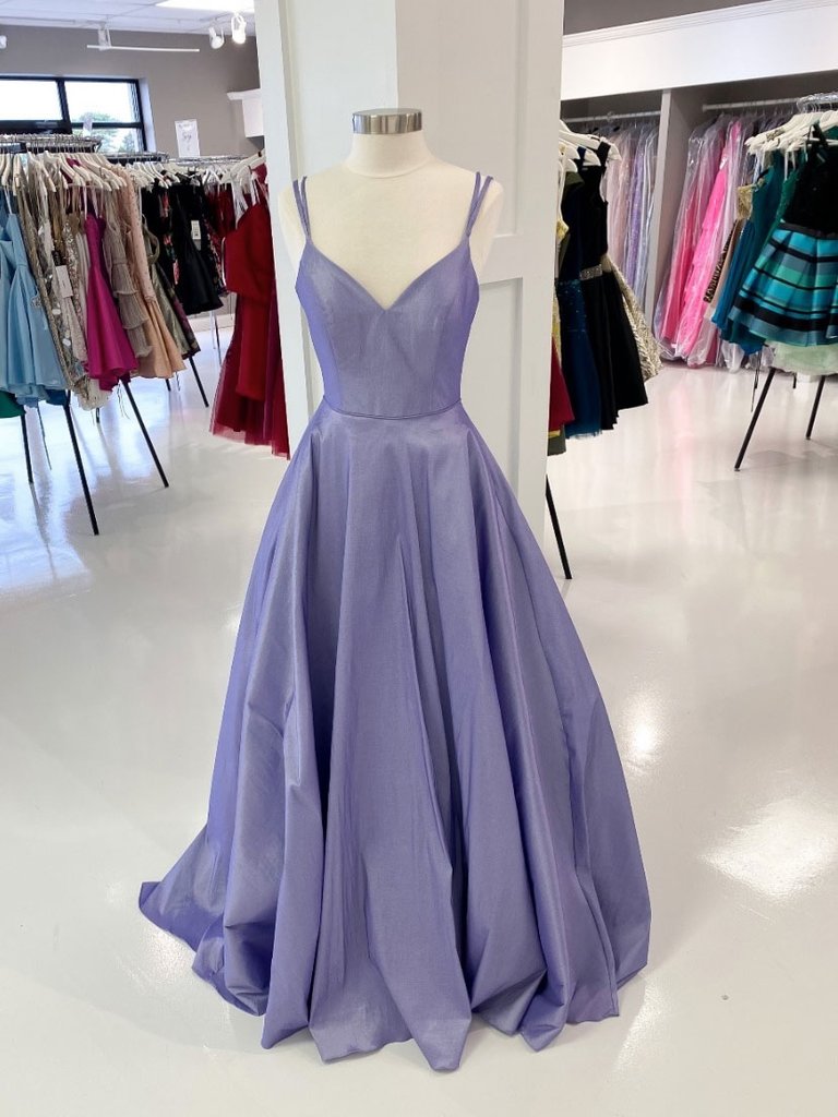 Purple V Neck Satin Long Prom Dress Full Length Evening Dress Ss523