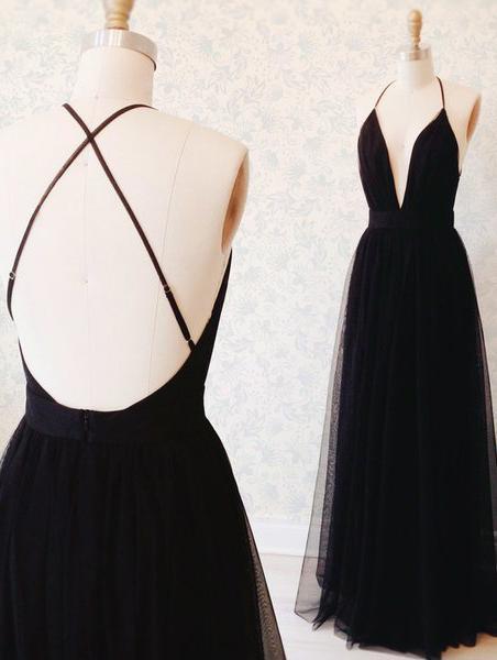 Black Prom Dress Backless Prom Dresses Evening Dress Dance Dress Ss557