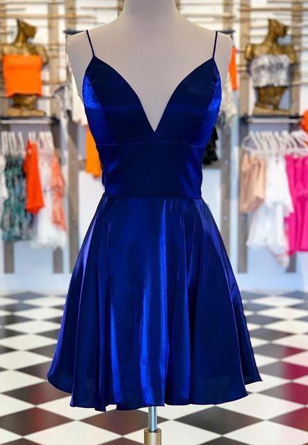 Blue Simple Short Prom Dresses Homecoming Dress Evening Dresses Ss595