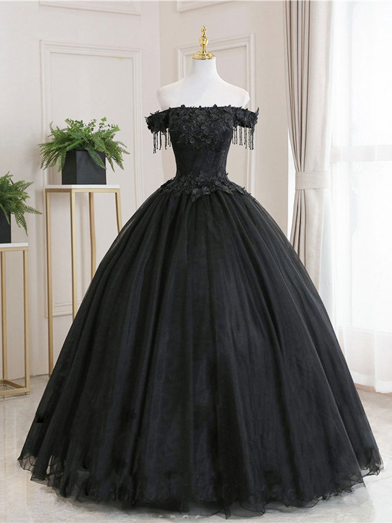 Black Tulle Lace Long Prom Dress Evening Dress Black Tulle Lace Bridesmaid Dress Ss602