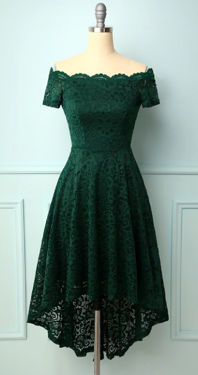 Dark Green Off the Shoulder Dress Lace Formal Evening Party Dress prom dresses SS634