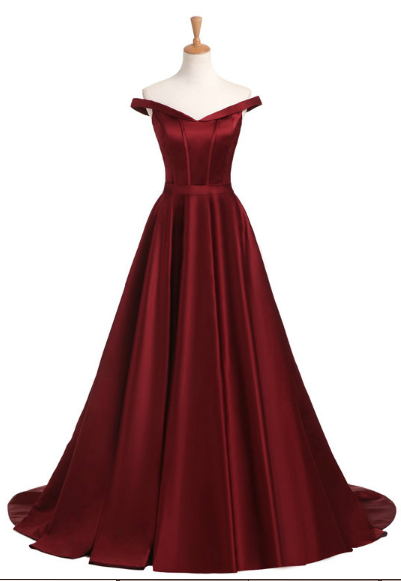 Hand Made New Full Length Burgundy Satin Prom Dress Long Evening Dresses SS663