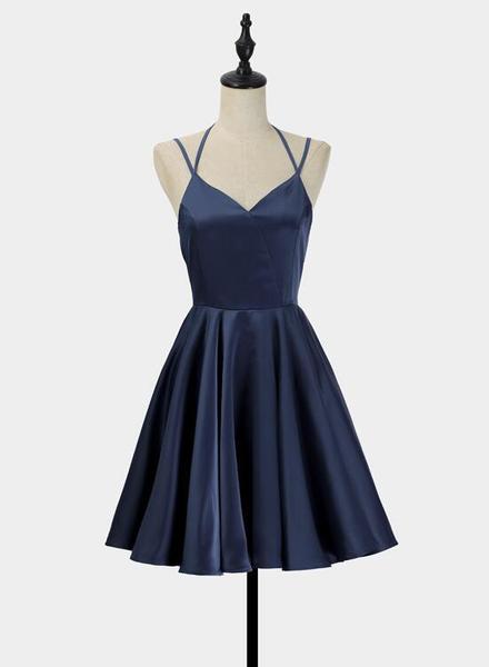 Simple V Neck Short Straps Halter Homecoming Dresses Summer Prom Dress Ss702