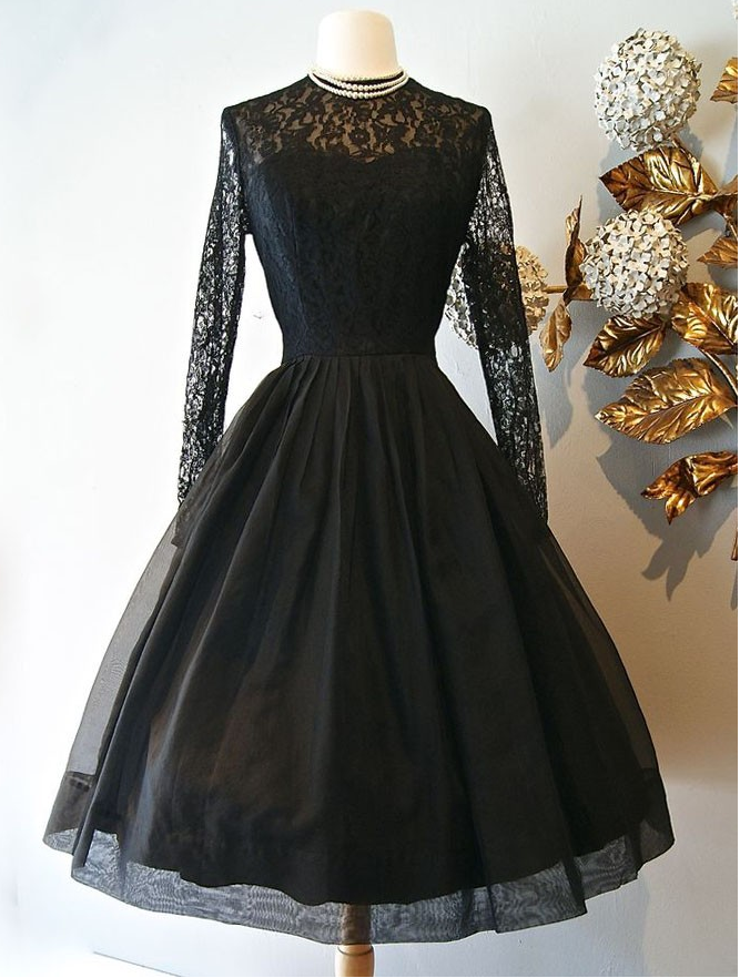 Hand Made Black Homecoming Dresses Vintage Prom Evenign Party Dresses Ss694