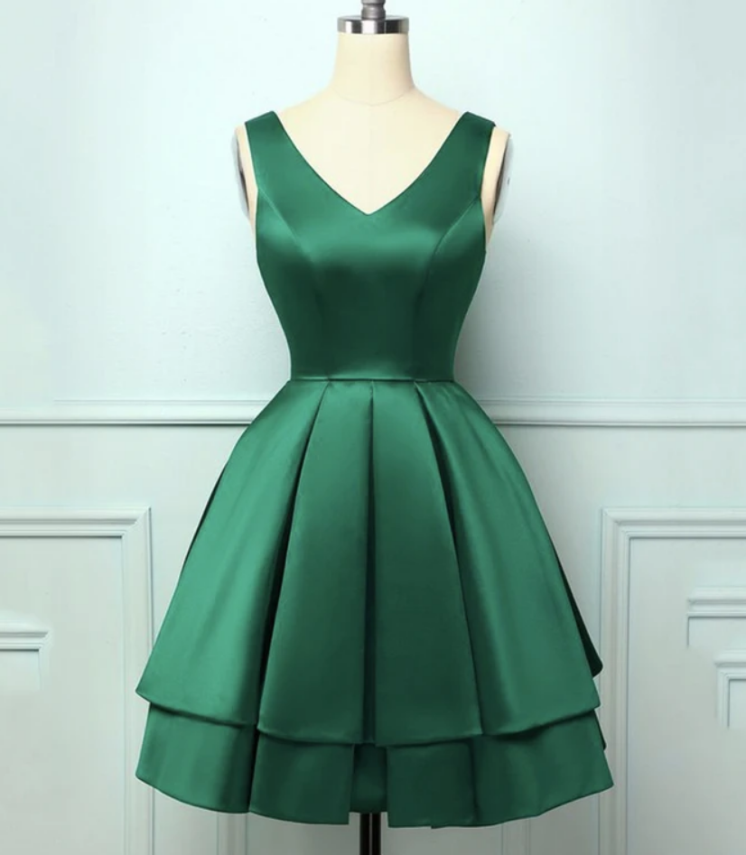 Green Homecoming Dresses Satin Short Prom Dress Evening Dress Ss802