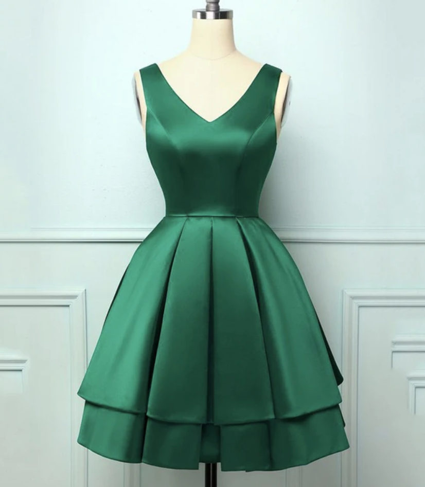 Green Satin Short Prom Dress Homecoming Dress Ss875