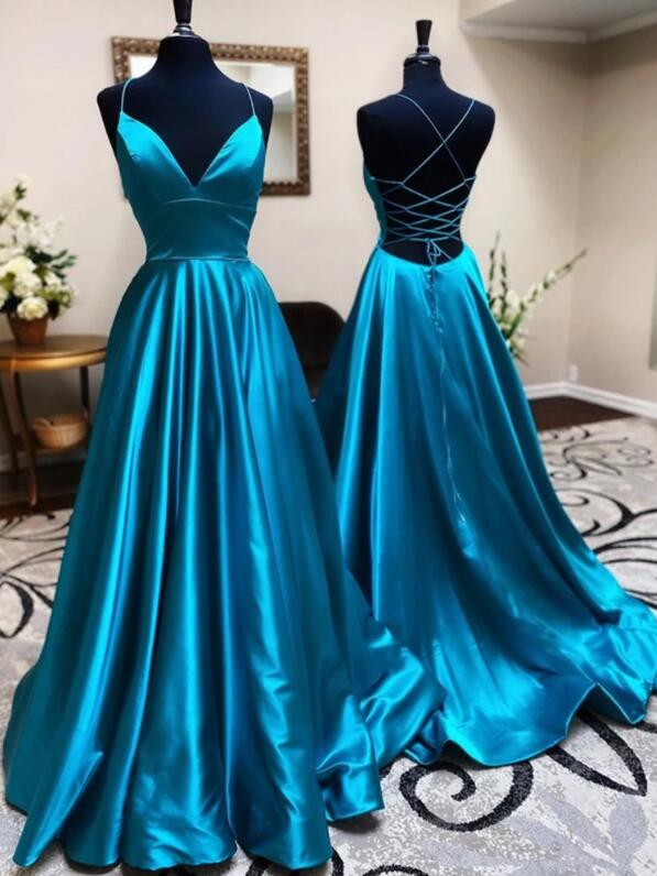 Teal satin dresses deals