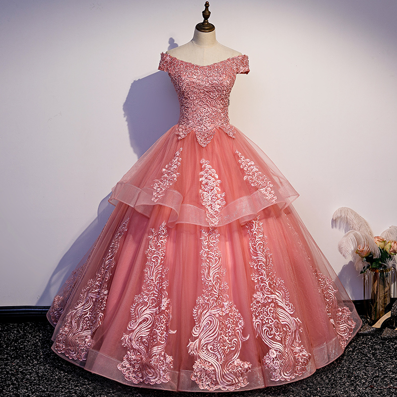 Glam Tulle Pink Layers Ball Gown Princess Evening Party Dress Hand Made Sweet 16 Dresses Sa300