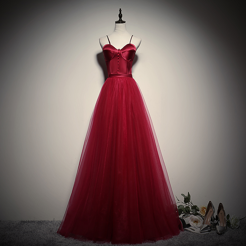 Beautiful Red Tulle Sweetheart Long Prom Dress,evening Party Dress Sa391
