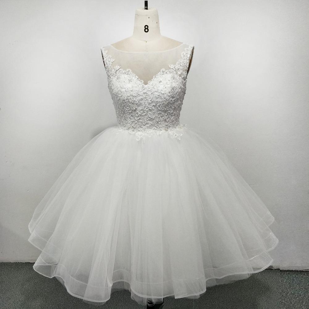 Vintage Lace Tulle Short Bridal Wedding Dress