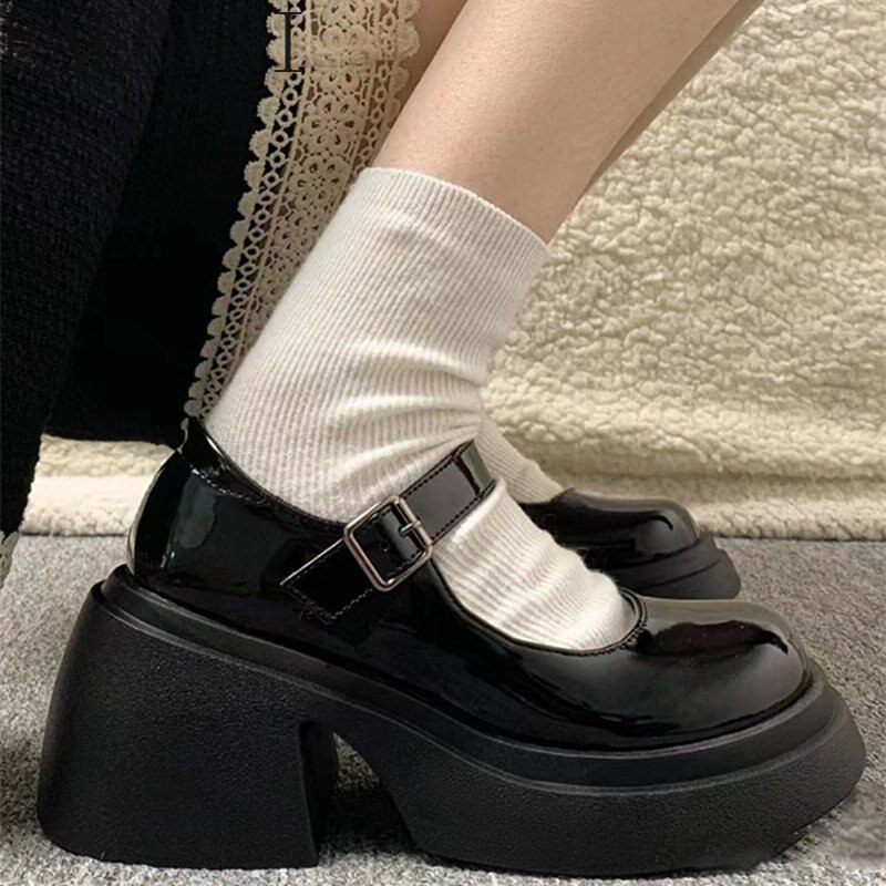Women's Shoes Women Thick Heels Trendy Street Lolita Shoes Round Toe Ankle Strap Shoes Pumps H153